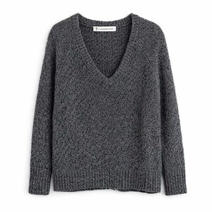 T by Alexander Wang Chunky Knit V-Neck Sweater – Gray – Size XS